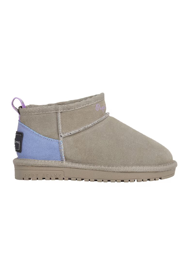 Pepe Jeans London Ghete slip-on din piele intoarsa - Albastru lavanda/Maro taupe deschis