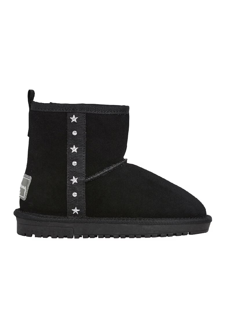 Pepe Jeans London Ghete slip-on din piele intoarsa cu tinte - Negru