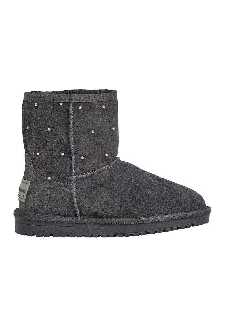 Pepe Jeans London Ghete slip-on din piele intoarsa - Gri antracit