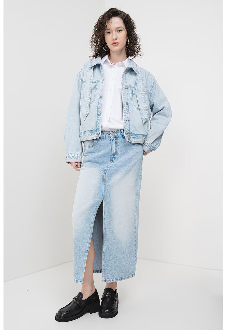 Pepe Jeans London Jacheta crop de denim - Albastru