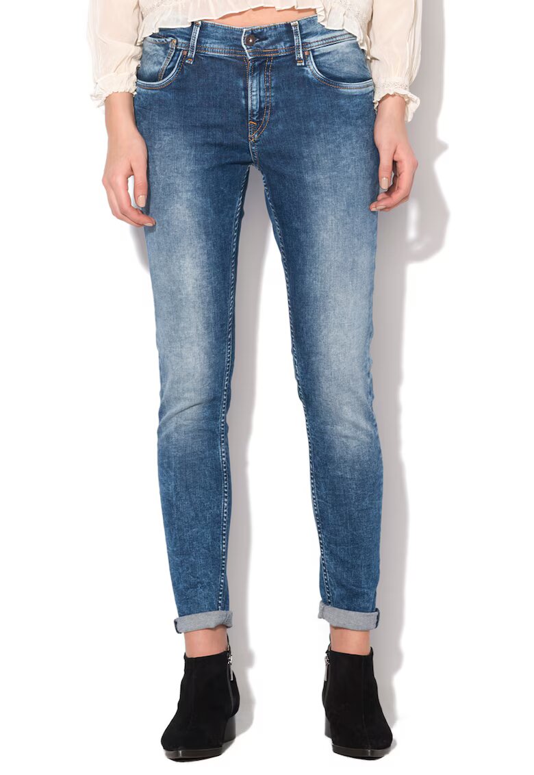 Pepe Jeans London Jeansi conici albastri cu aspect decolorat Joey