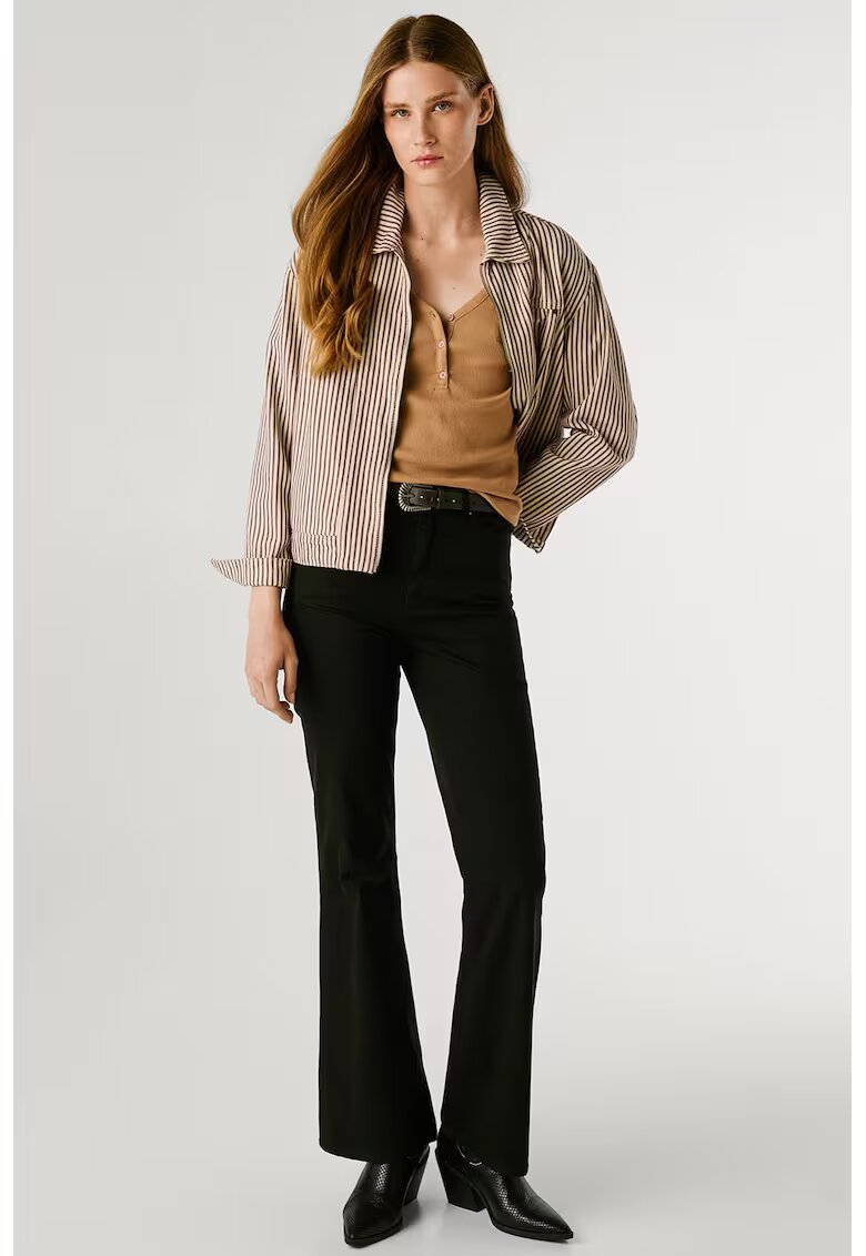 Pepe Jeans London Pantaloni cu model uni si talie inalta - Negru