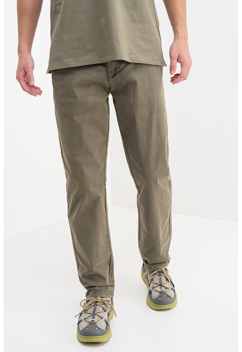 Pepe Jeans London Pantaloni cu talie medie si buzunare - Verde feriga