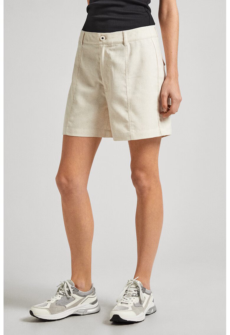 Pepe Jeans London Pantaloni scurti din amestec de in - Crem