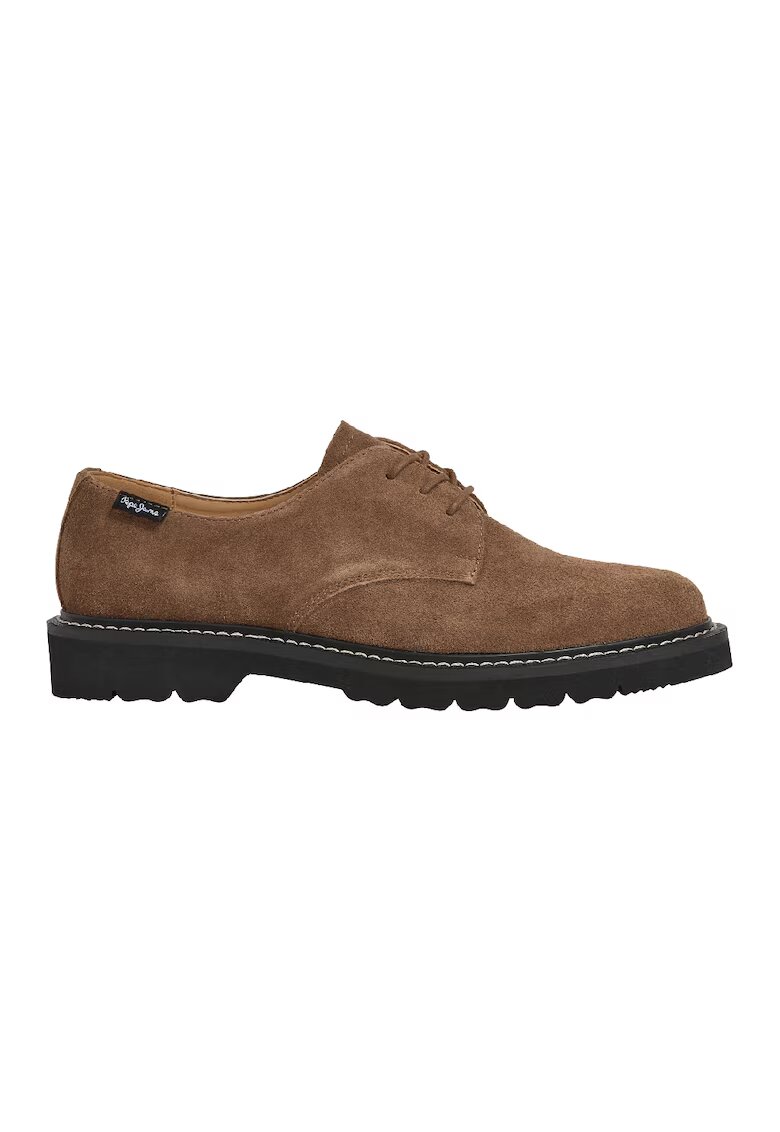 Pepe Jeans London Pantofi derby din piele intoarsa - Maro deschis