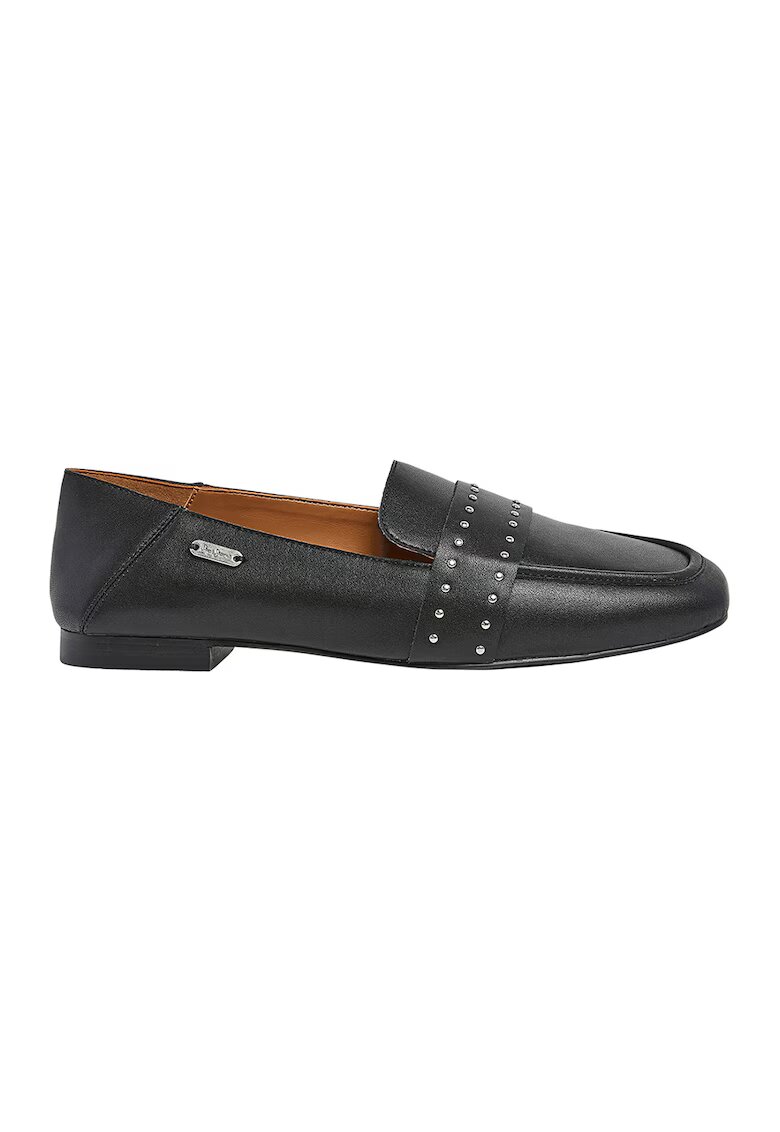 Pepe Jeans London Pantofi loafer de piele cu aplicatii metalice - Negru