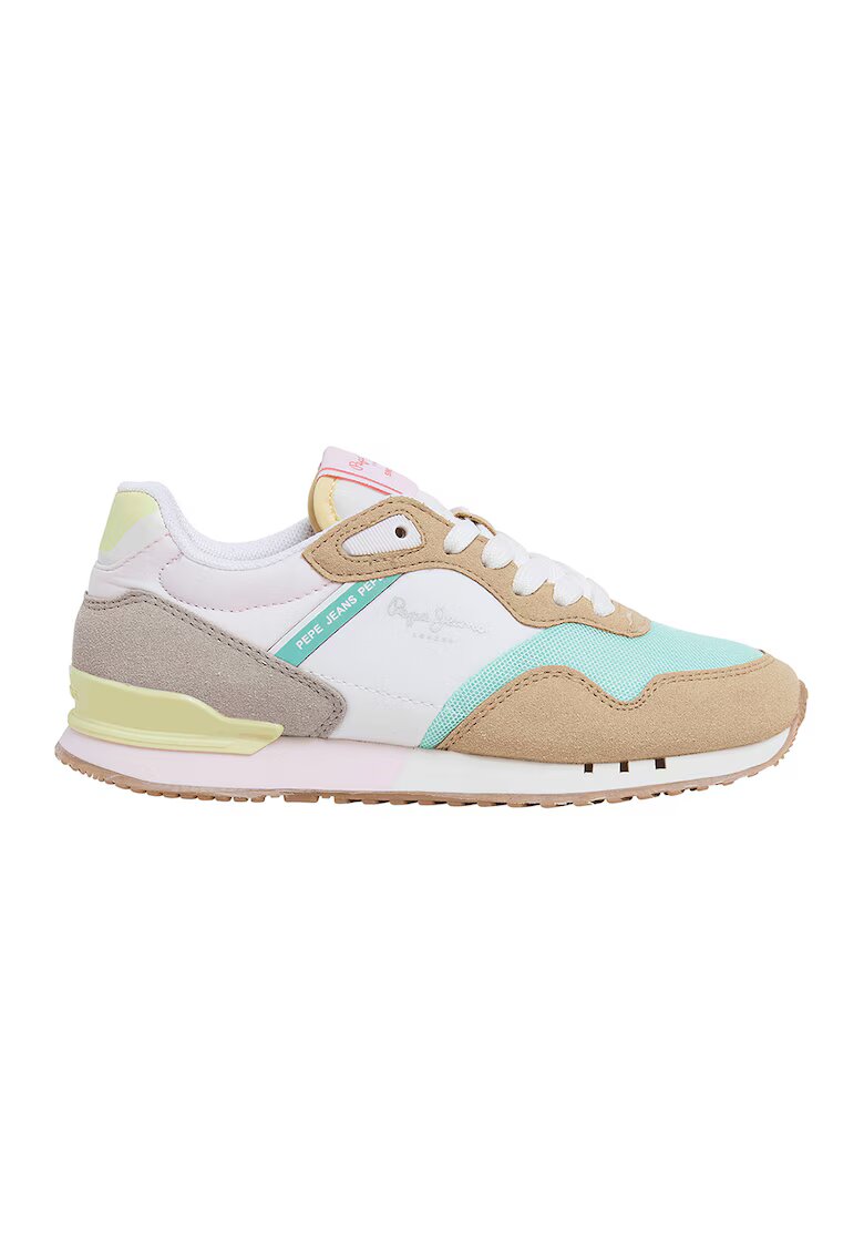 Pepe Jeans London Pantofi sport colorblock cu garnituri sintetice - Alb/Albastru aquamarin/Maro nisip