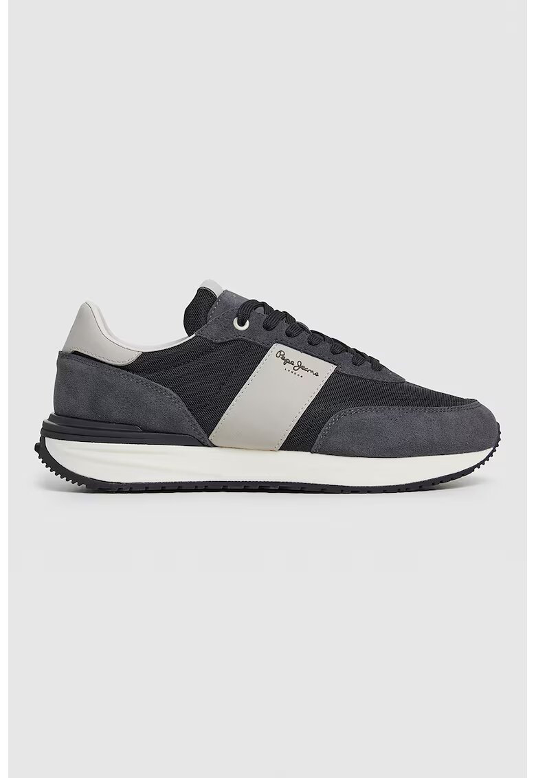 Pepe Jeans London Pantofi sport cu detalii de piele intoarsa Buster - Negru/Gri carbune