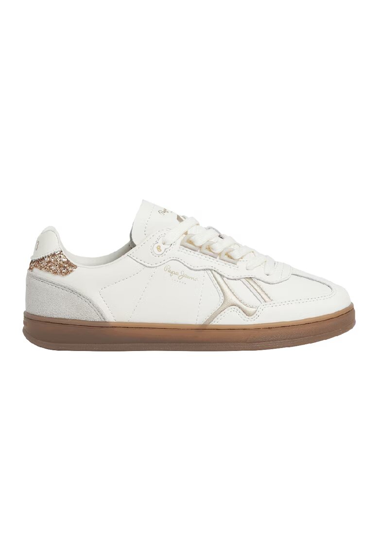 Pepe Jeans London Pantofi sport cu detalii stralucitoare - Alb/Auriu