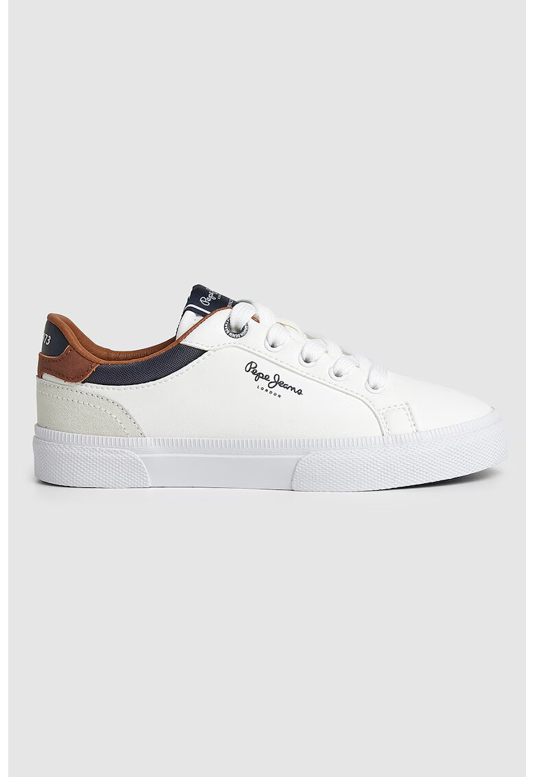 Pepe Jeans London Pantofi sport cu insertii de piele intoarsa - Alb optic