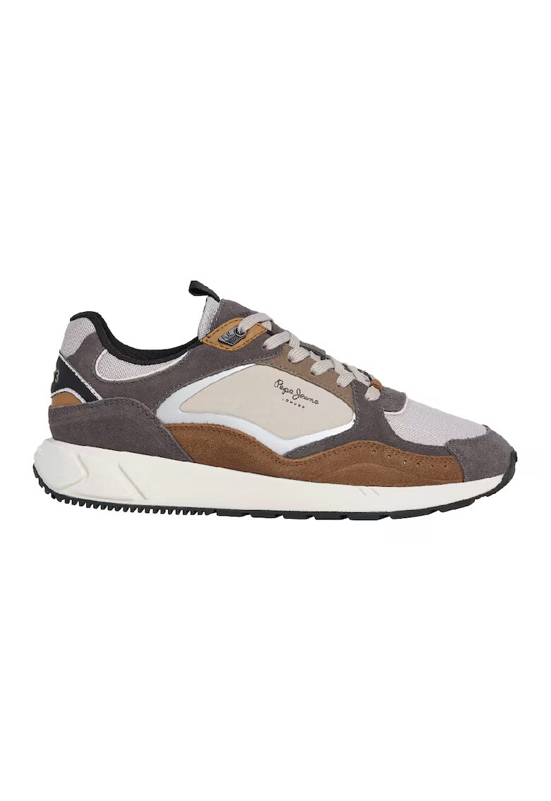 Pepe Jeans London Pantofi sport cu model colorblock si garnituri din piele intoarsa - Alb/Caramel/Gri inchis