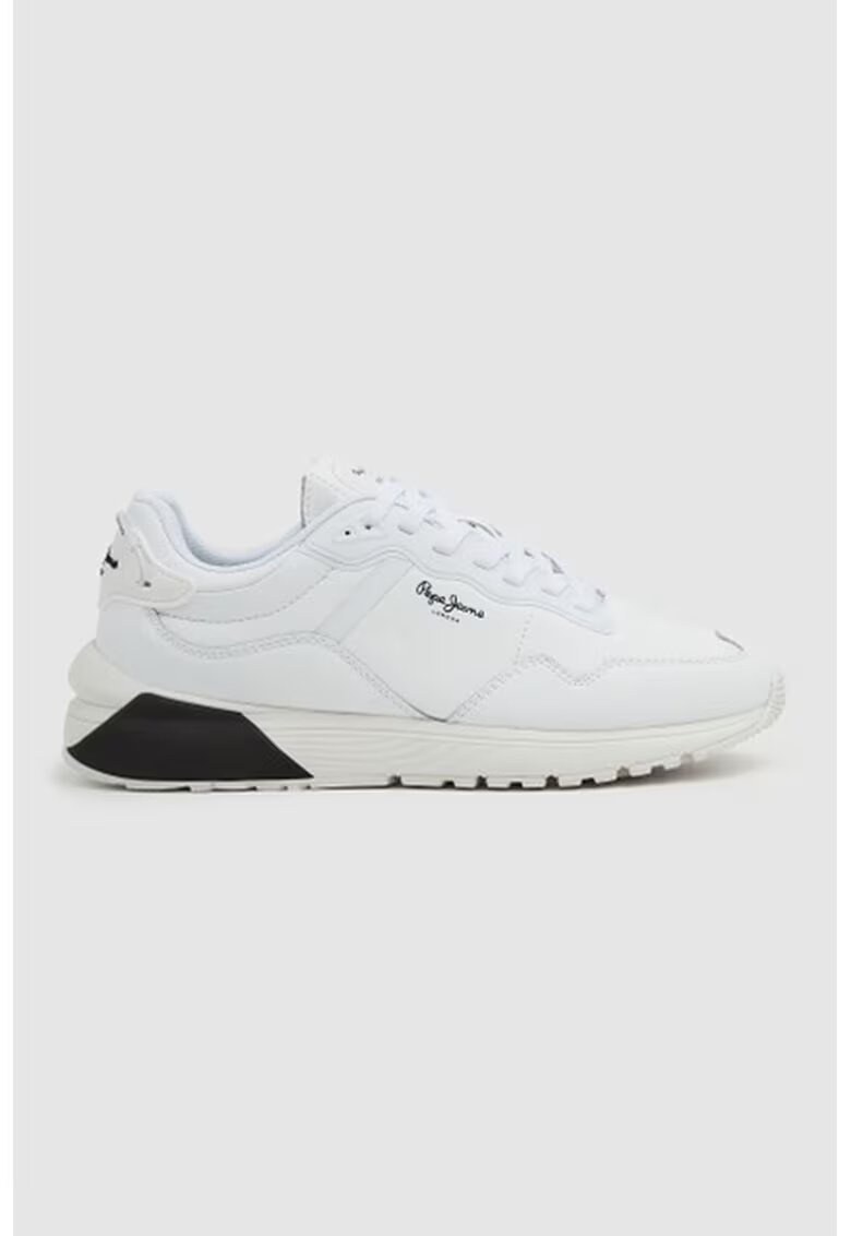 Pepe Jeans London Pantofi sport de piele cu garnituri de piele ecologica - Alb