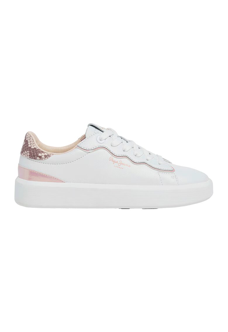 Pepe Jeans London Pantofi sport de piele cu garnituri sintetice - Alb/Roz pal