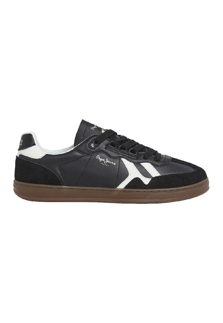 Pepe Jeans London Pantofi sport din piele cu garnituri din piele intoarsa - Alb/Negru