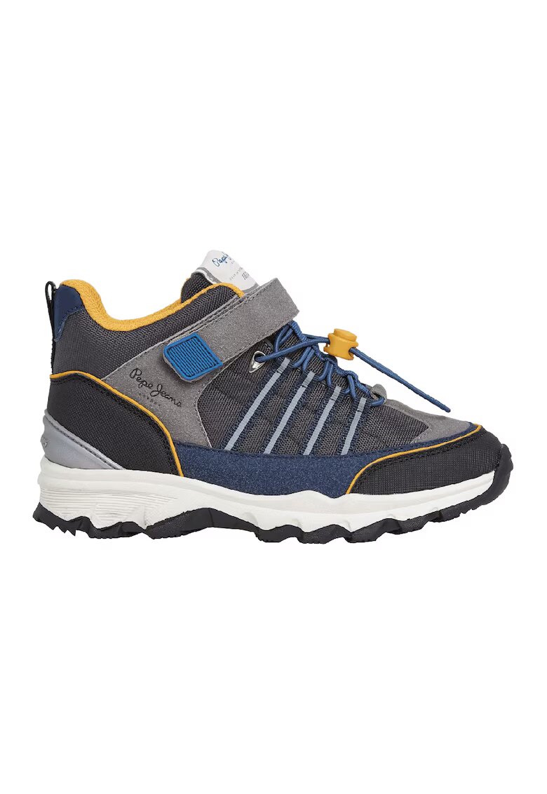 Pepe Jeans London Pantofi sport din piele intoarsa si material textil cu inchidere velcro - Galben/Albastru/Gri inchis