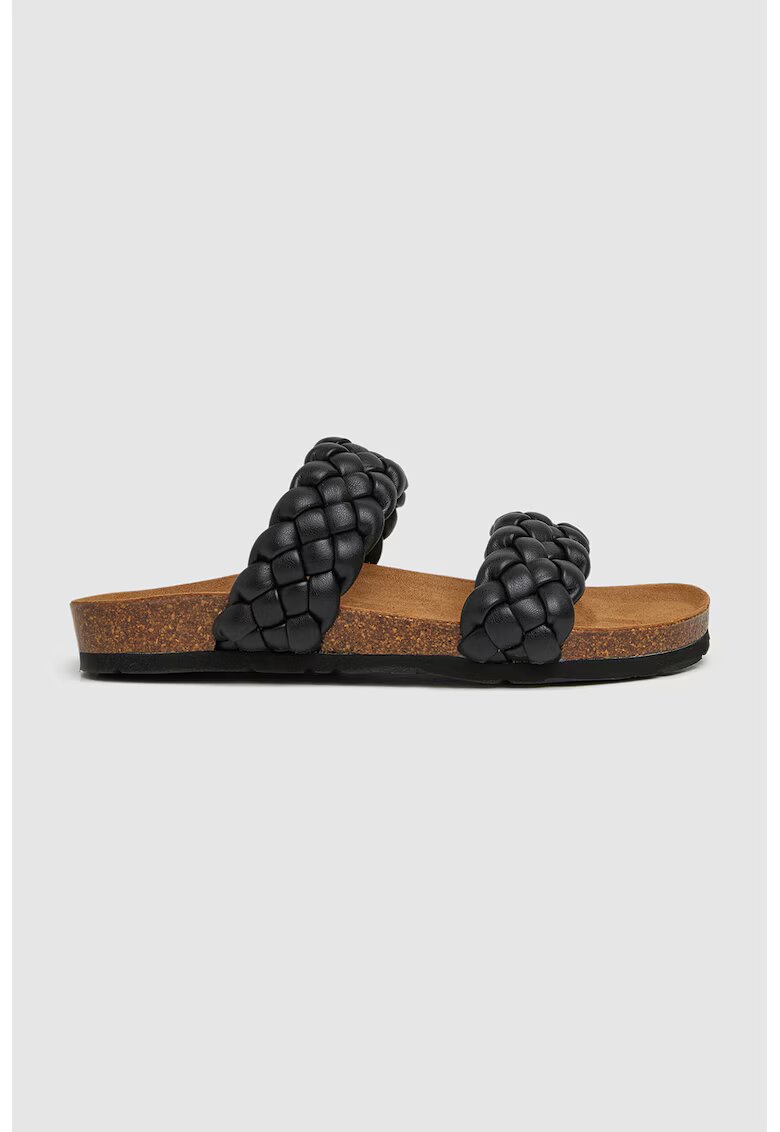 Pepe Jeans London Papuci de piele ecologica cu aspect tesut - Negru