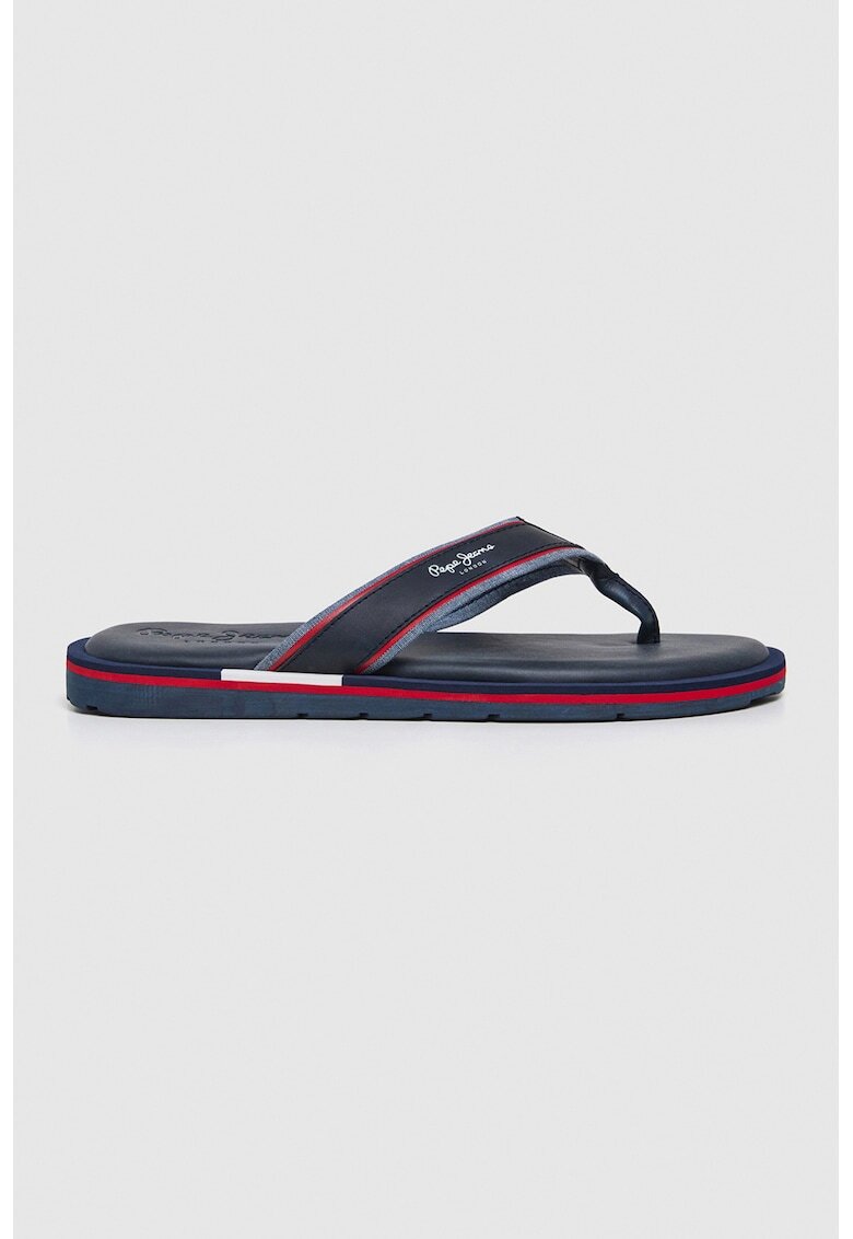 Pepe Jeans London Papuci flip-flop cu logo - Rosu/Alb optic/Bleumarin