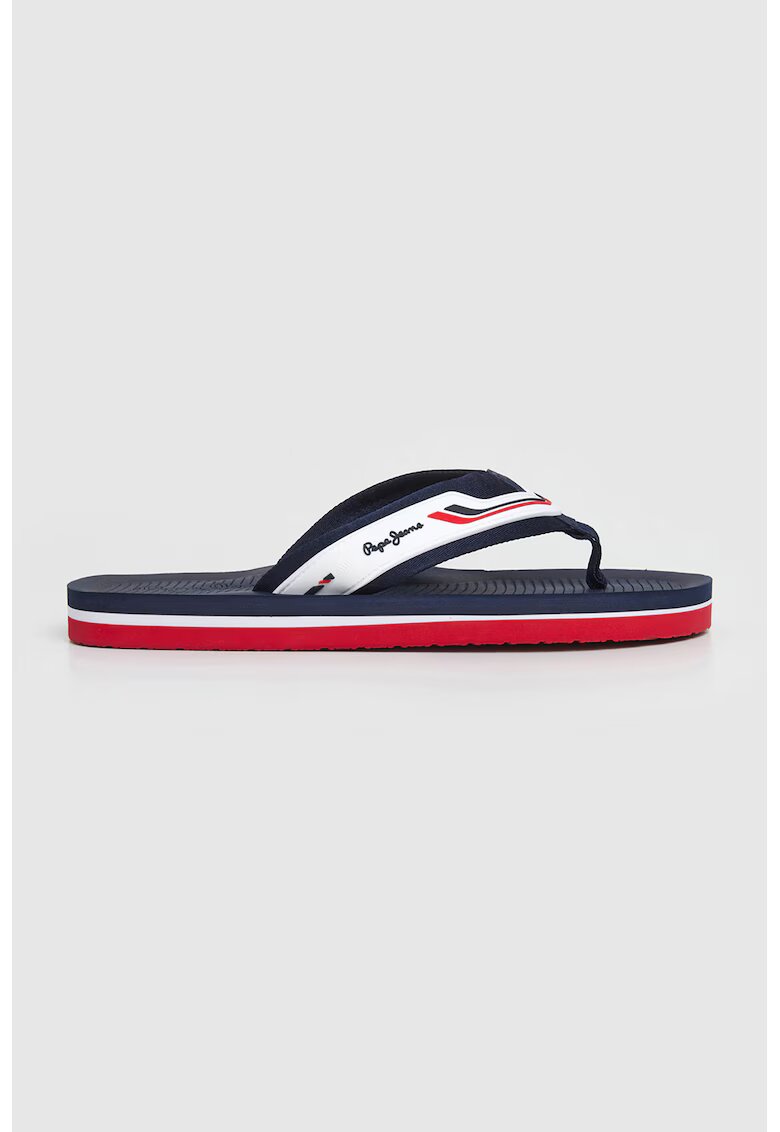 Pepe Jeans London Papuci flip-flop cu logo - Rosu/Albastru inchis/Alb murdar