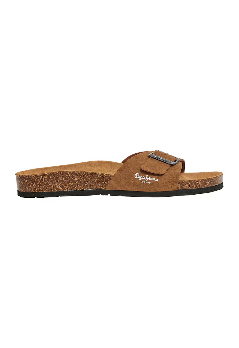 Pepe Jeans London Papuci uni cu catarame - Maro scortisoara