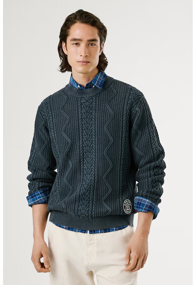 Pepe Jeans London Pulover cu torsade - Albastru petrol