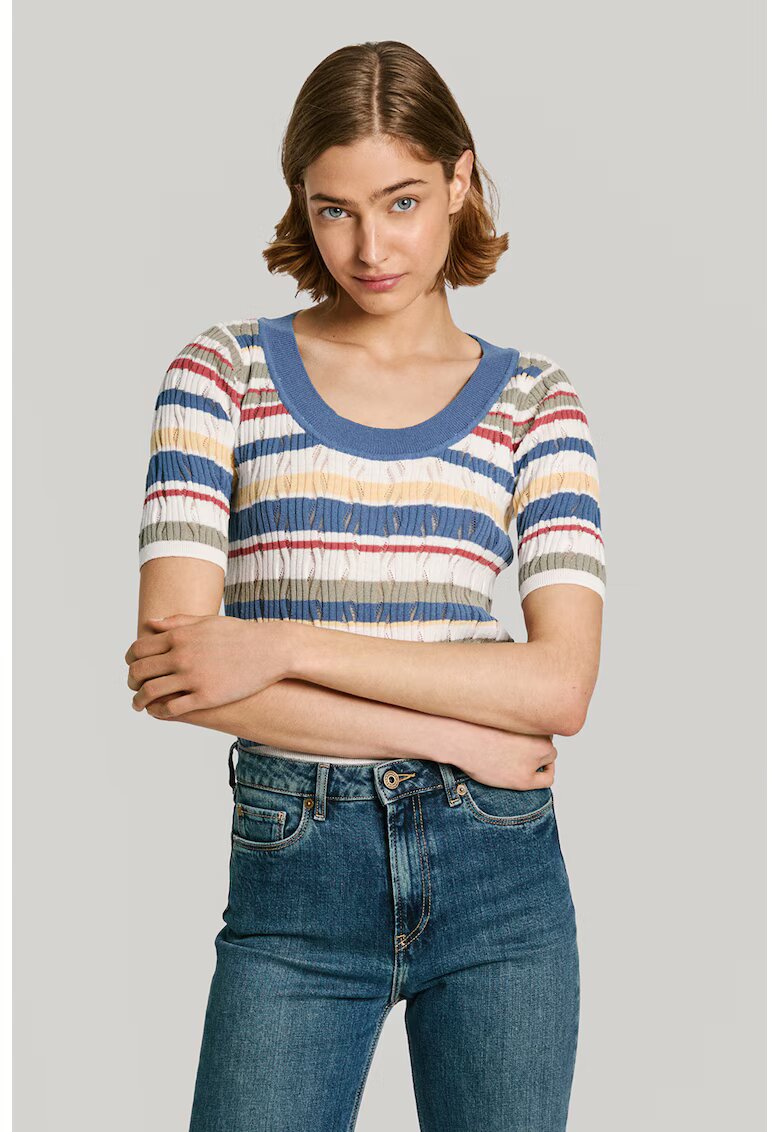 Pepe Jeans London Pulover din amestec de bumbac cu dungi - Multicolor