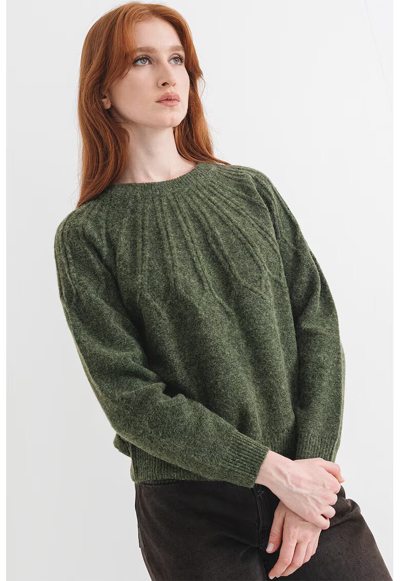Pepe Jeans London Pulover tricotat cu decolteu l abaza gatului - Verde feriga