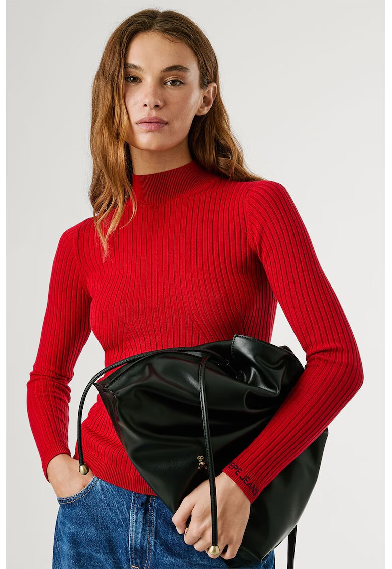 Pepe Jeans London Pulover tricotat si striat - Rosu