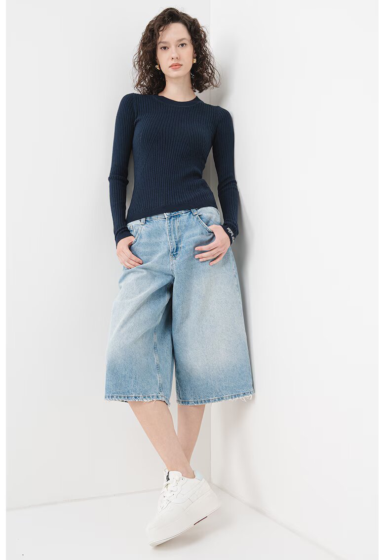Pepe Jeans London Pulover uni cu decolteu la baza gatului - Bleumarin