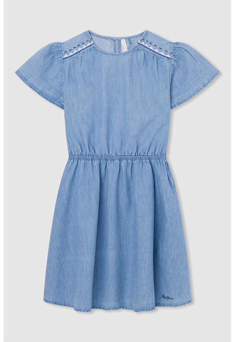 Pepe Jeans London Rochie din denim cu decupaj pe partea din spate - Albastru