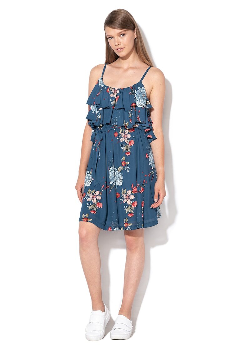 Pepe Jeans London Rochie evazata cu model floral Flora - Bleumarin