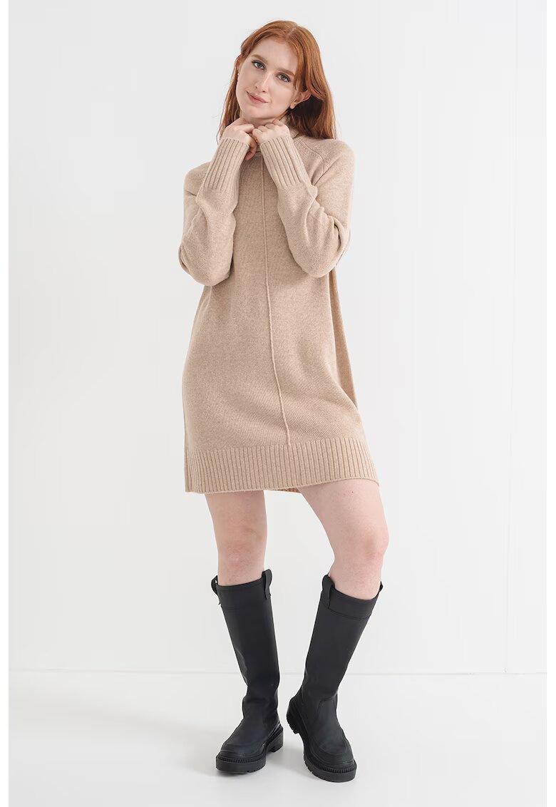 Pepe Jeans London Rochie lejera cu guler inalt - Bej