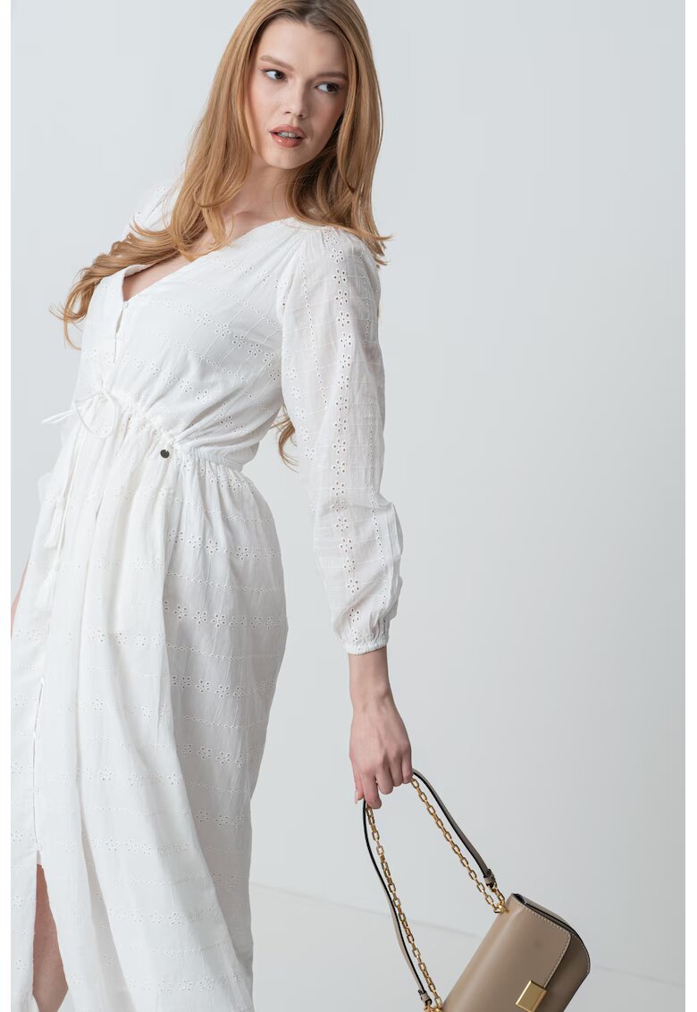 Pepe Jeans London Rochie midi cu croiala evazata - Alb