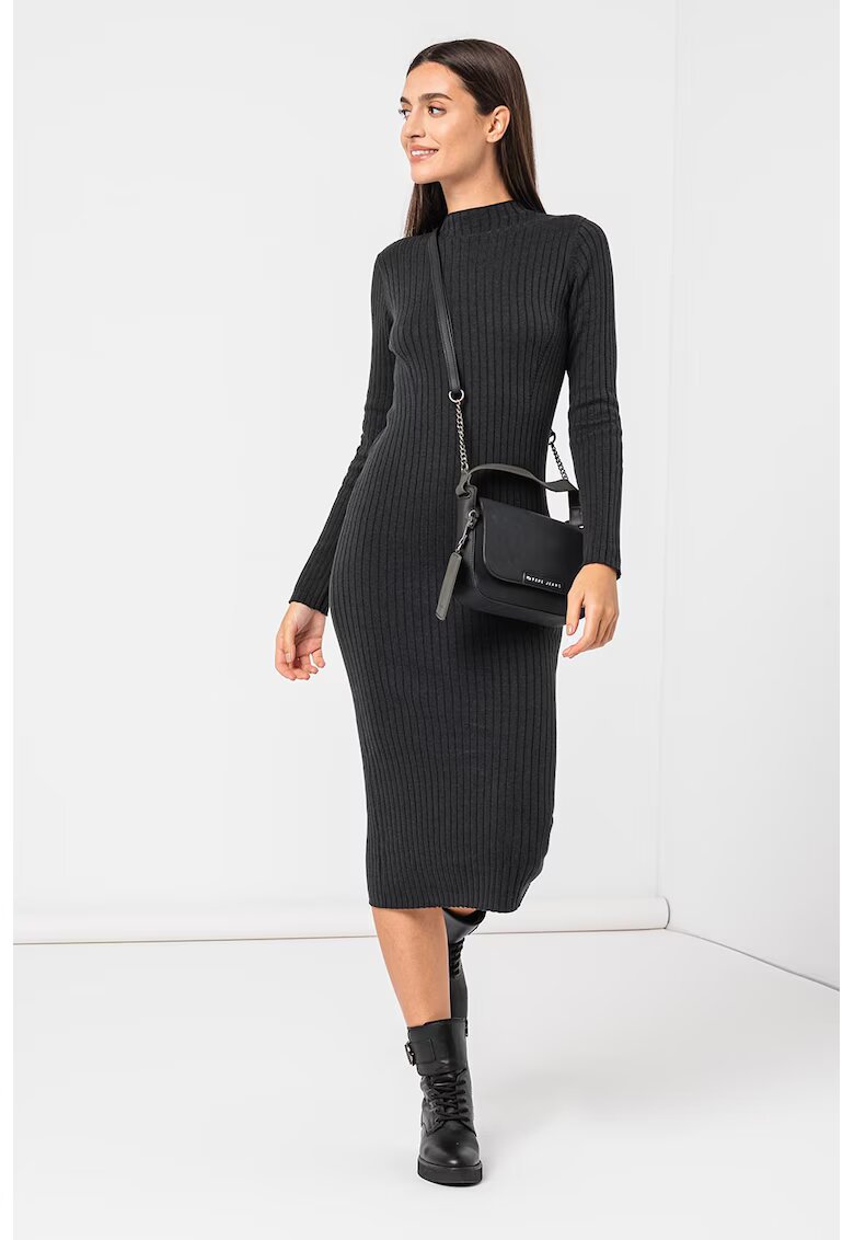 Pepe Jeans London Rochie midi tricotata Belinda - Negru stins
