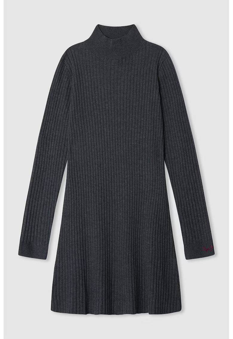 Pepe Jeans London Rochie scurta cu guler inalt - Negru melange