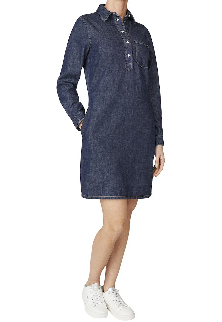 Pepe Jeans London Rochie scurta din deni cu maneci lungi si fenta cu fermoar - Bleumarin