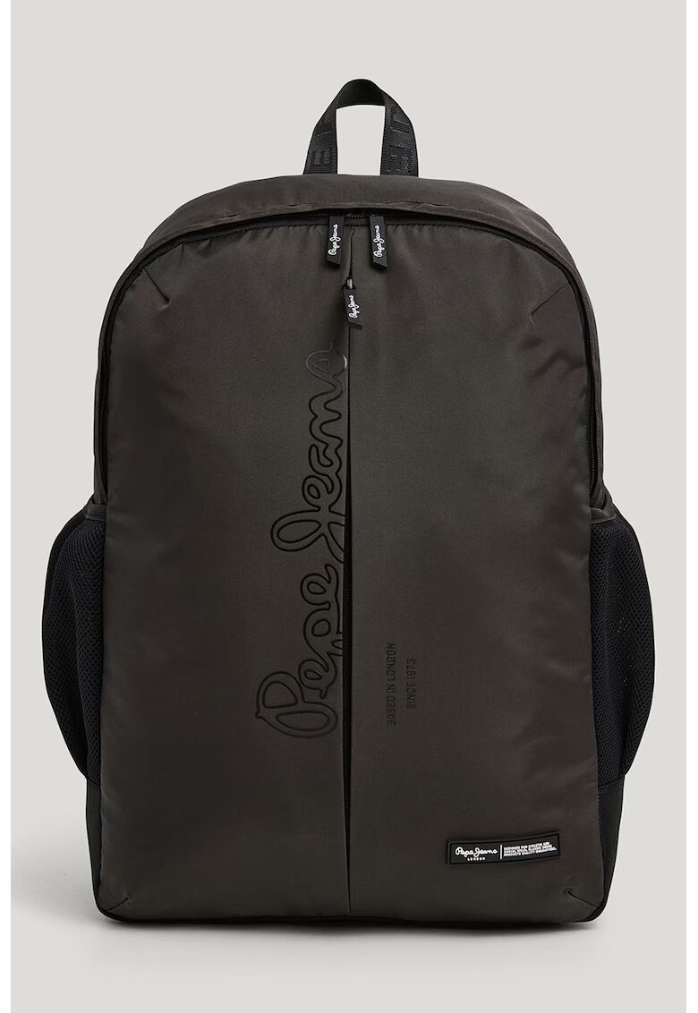 Pepe Jeans London Rucsac din material textil cu imprimeu logo - Gri inchis