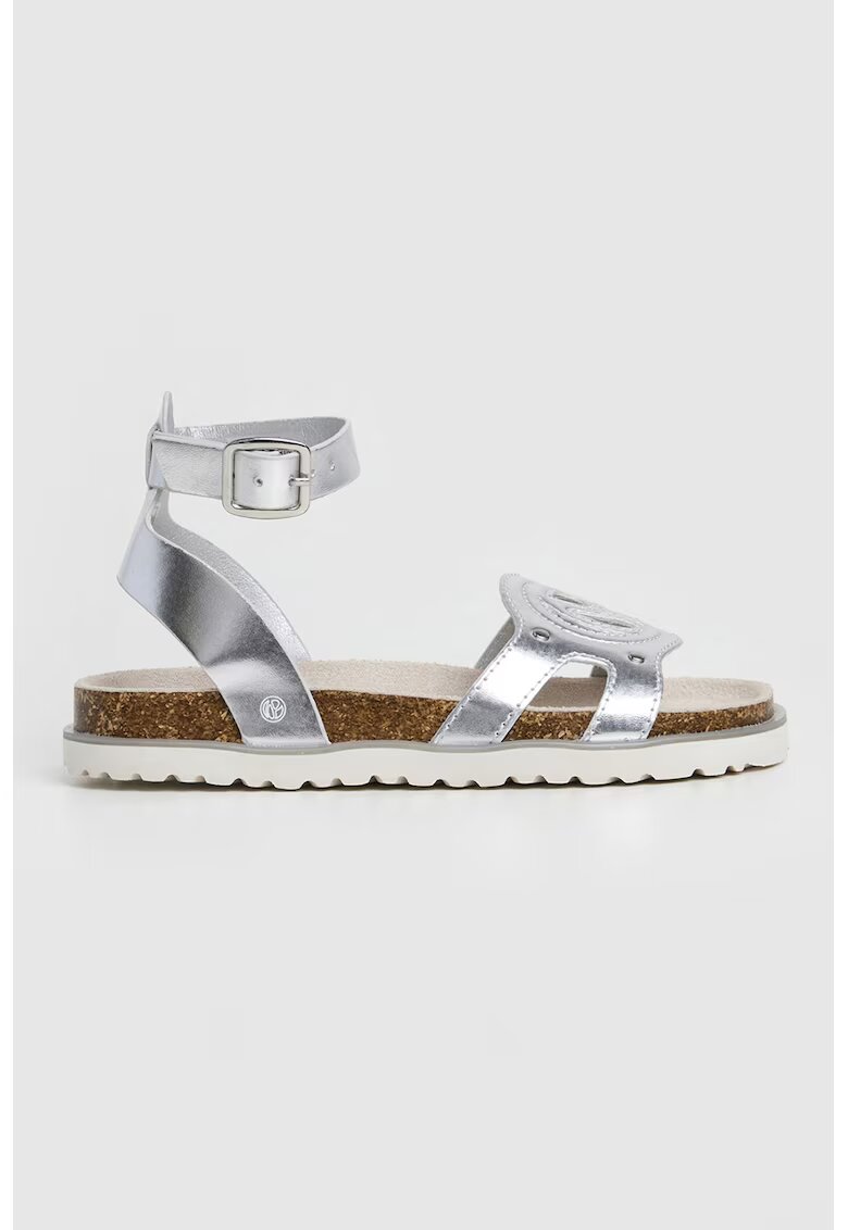 Pepe Jeans London Sandale cu varf rotund si catarama - Argintiu