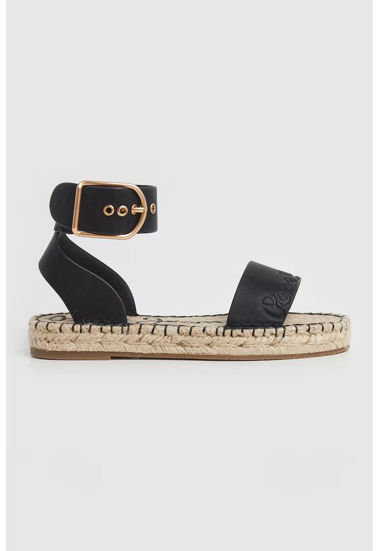 Pepe Jeans London Sandale de piele ecologica cu catarama - Negru