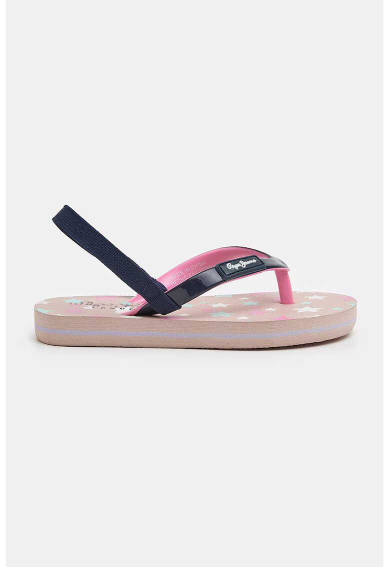 Pepe Jeans London Sandale slingback cu bareta separatoare - Roz/Bleumarin