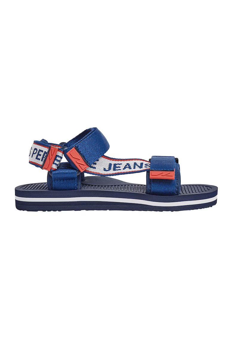 Pepe Jeans London Sandale textile cu velcro - Albastru petrol