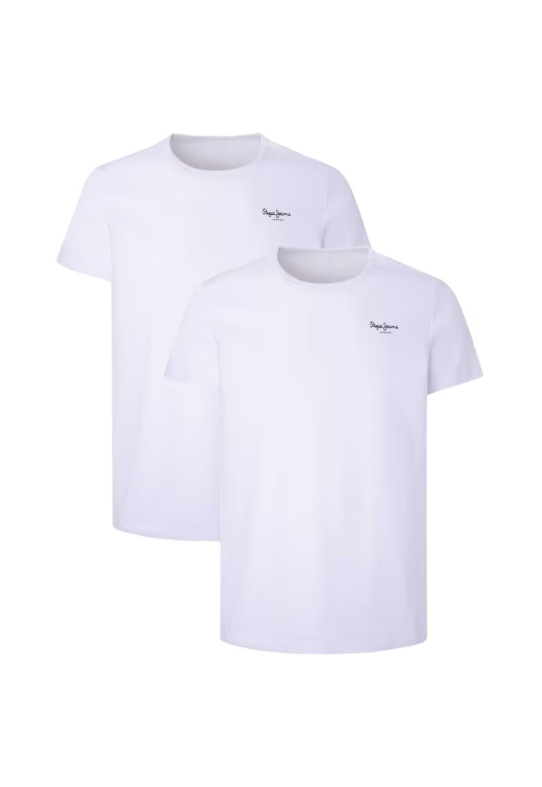 Pepe Jeans London Set de tricouri cu decolteu la baza gatului - 2 piese - Alb