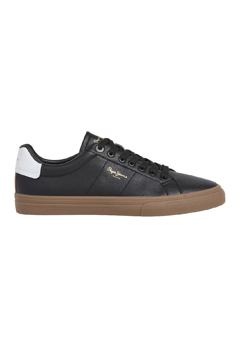 Pepe Jeans London Tenisi din piele ecologica cu talpa plata - Negru