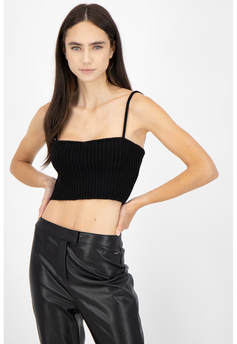Pepe Jeans London Top crop din amestec de lana Dua Lipa x Pepe Jeans - Negru