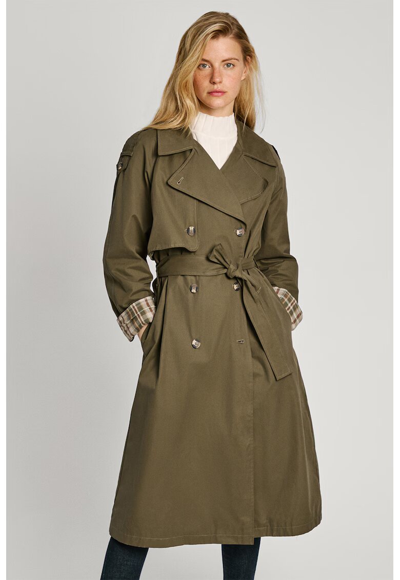 Pepe Jeans London Trenci cu doua randuri de nasturi - Kaki