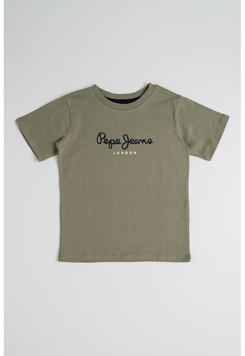 Pepe Jeans London Tricou cu imprimeu logo - Alb/Negru/Kaki