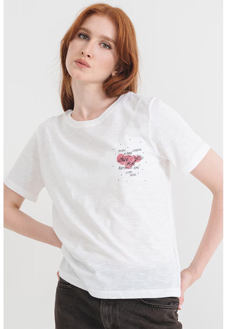 Pepe Jeans London Tricou de bumbac Babs - Galben/Negru stins/Alb optic