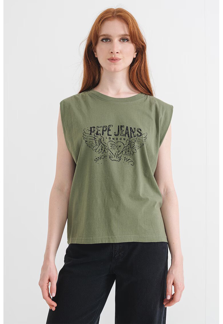 Pepe Jeans London Tricou de bumbac Bertha - Verde feriga
