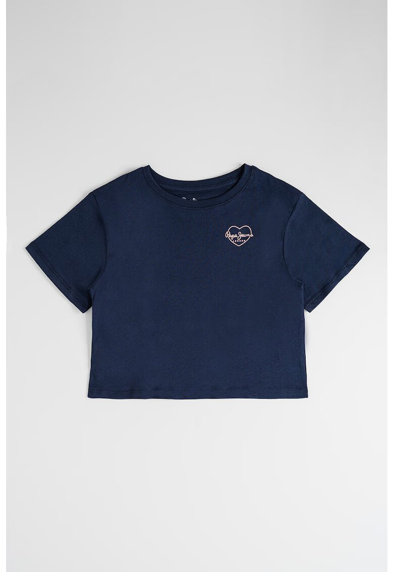Pepe Jeans London Tricou de bumbac cu decolteu la baza gatului Amanda - Bleumarin
