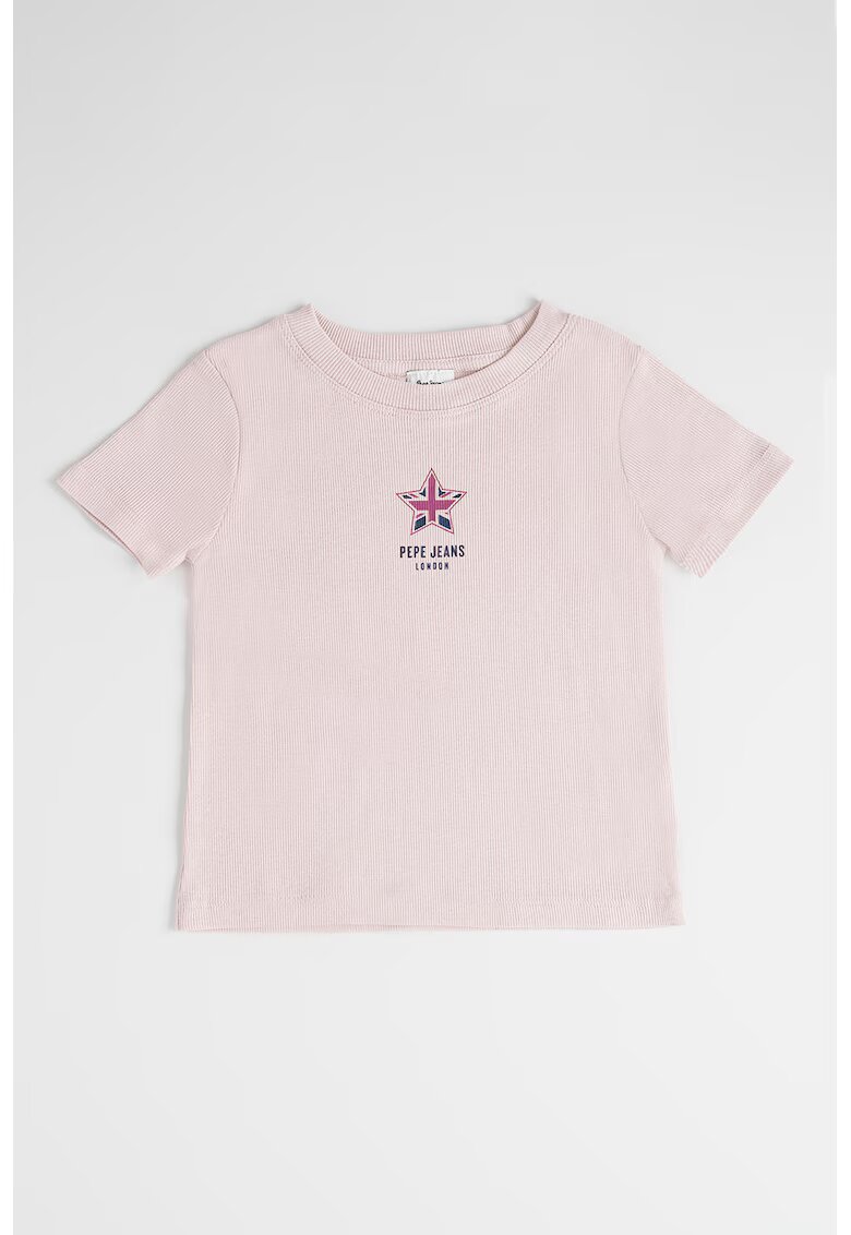 Pepe Jeans London Tricou din bumbac cu imprimeu - Roz prafuit