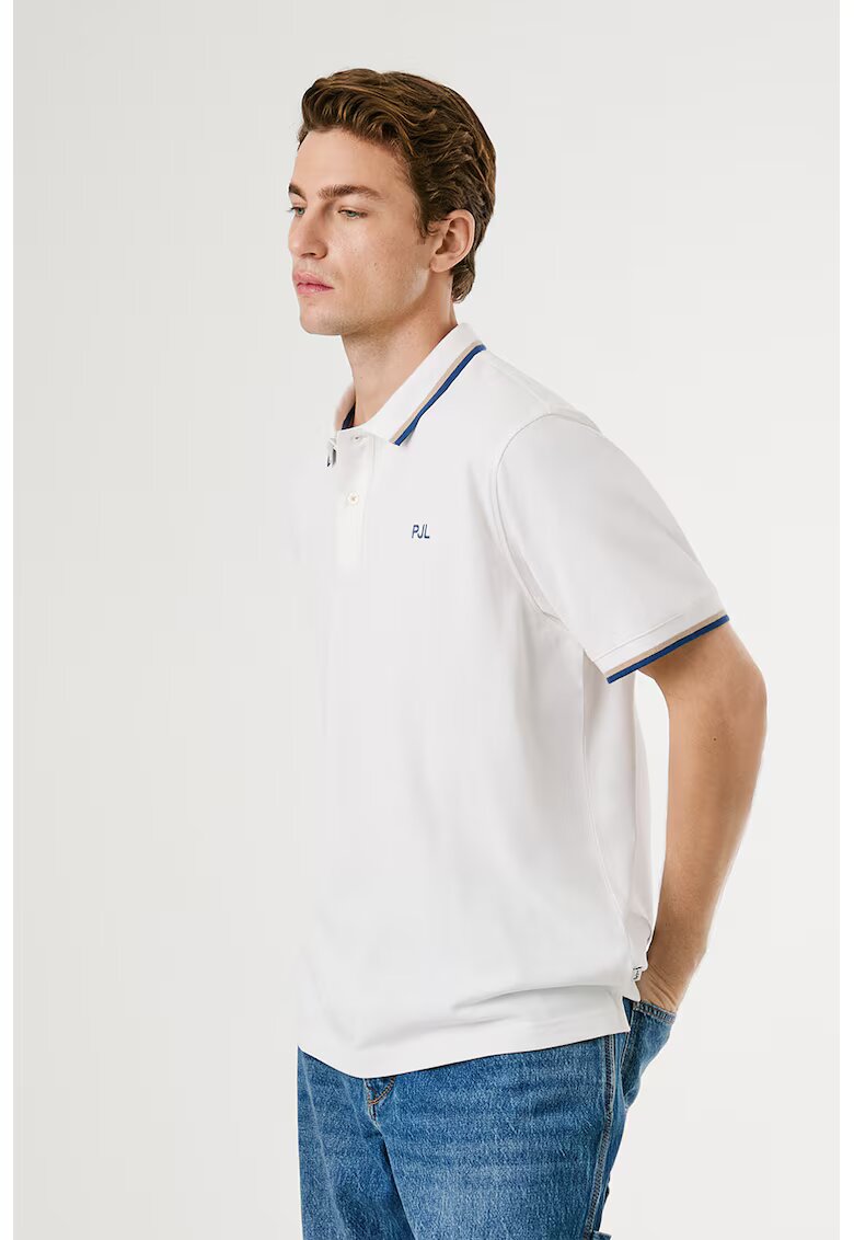 Pepe Jeans London Tricou polo regular fit cu terminatii contrastante - Alb optic/Albastru deschis